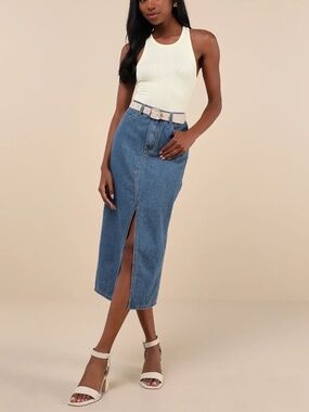 Lulus Darling Trend Denim Skirt XS